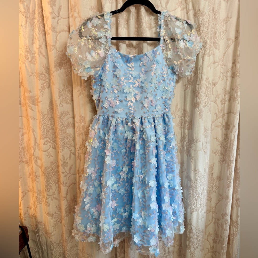 Rare Editions Light Blue Floral Dress. Size 14. Worn twice.